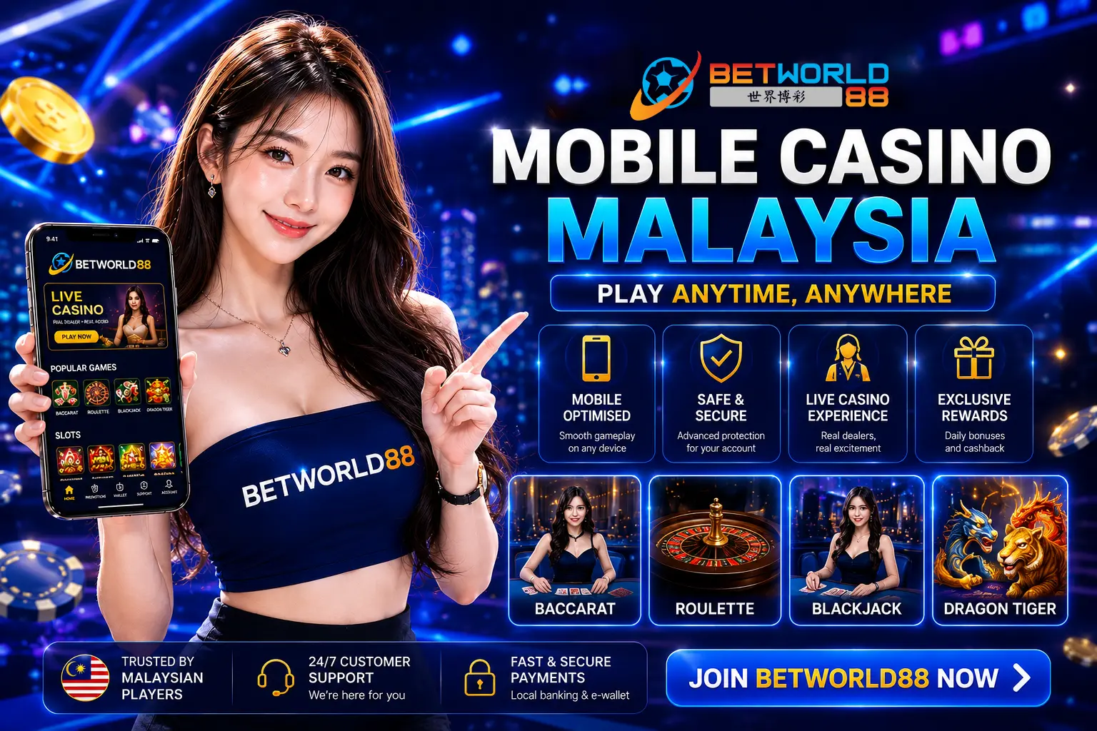 BETWORLD88 mobile casino access and responsive account navigation